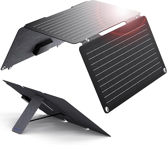 BigBlue Solarpowa 30 30W Solar Panel, 3 Ports DC/USB/PD20W, Rapid Charging, ETFE Solar Charger, Foldable, Monocrystal, High Conversion Efficiency, Ultra-thin, Lightweight, Waterproof, Disaster