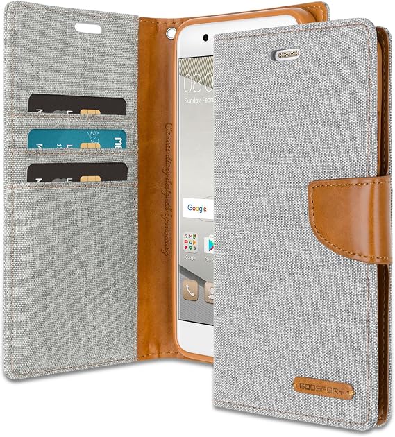 GOOSPERY Canvas Wallet for Huawei P10 Plus Case (2017) Denim Stand Flip Cover with 4 Gifts HWP10P-CAN/GF