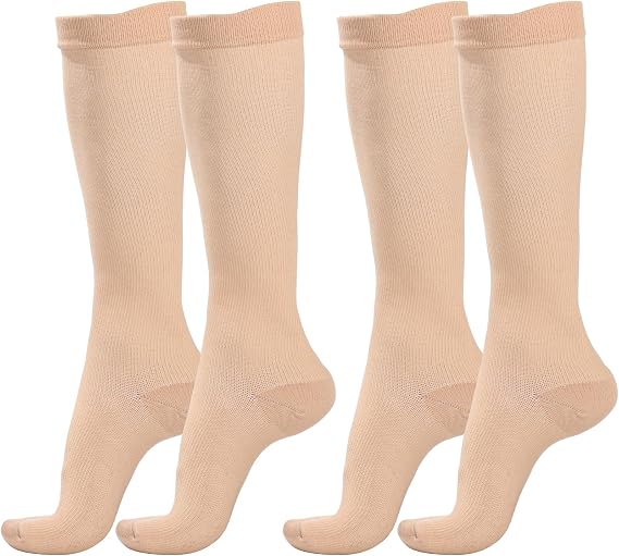 2 Pairs Compression Socks for Women & Men,Flight Socks Compression Stockings Knee High Pressure Support Flight Stockings for Maternity