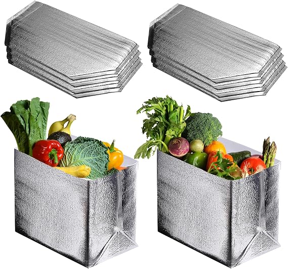 10 PCS Reusable Insulation Shipping Bags, Foil Thermal Box Liners 13.4 9.5 13 Inch, Waterproof Insulated Bags for Frozen & Hot Food, Lunch Box, Picnic, Camping