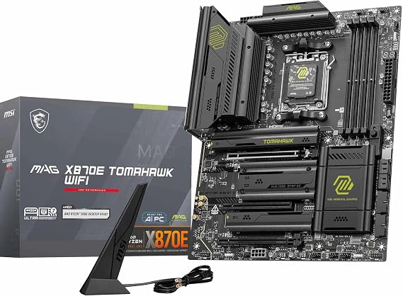 MSI MAG X870E TOMAHAWK WIFI Motherboard supports ATX - AMD Ryzen 9000/8000 / 7000 Processors, AM5-80A SPS VRM, DDR5 Memory Boost 8400+ MT/s (OC), PCIe 5.0 x16, M.2 Gen5, Wi-Fi 7, supports 5G LAN