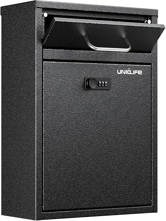 Uniclife Wall Mount Letter Box for Outside, Heavy Duty Locking Post Box