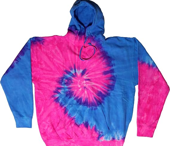 Pink and Blue Spiral Pullover Tie Dye Hoodie Sweatshirt-Men Women Teens