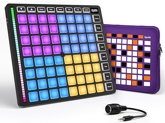 Synido MIDI Controller 64 Pad, TempoPAD Z-1 Beat Maker Machine with 64 Beat Pads for Music Production, USB Midi Controller with Easy Mode for Beginners