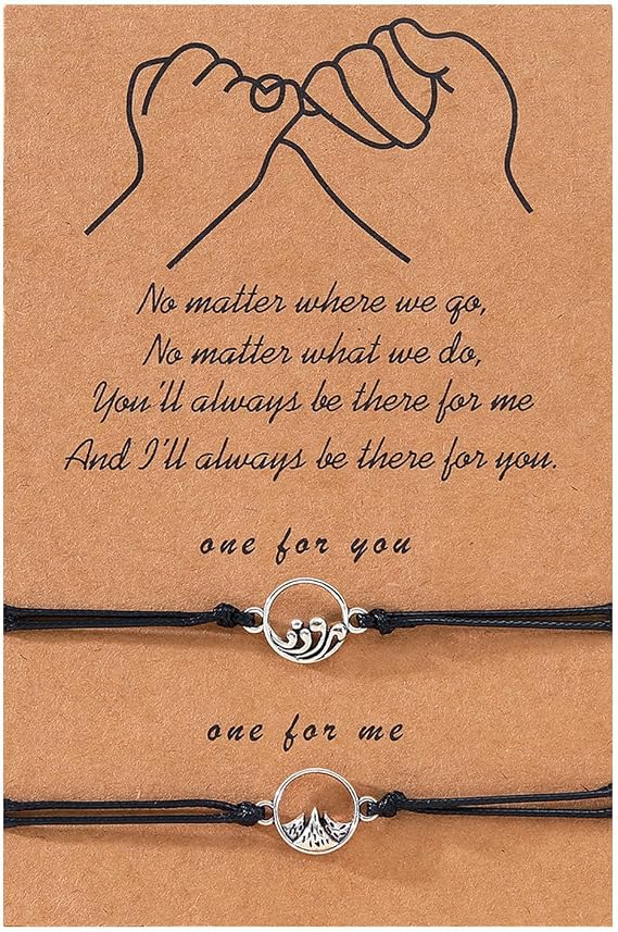 Best Friend Bracelets With Luminous Rings, Mountains Ocean Pinky Promise, Friendship, Sisters, Bestie, Couple Bracelets, Gift for Friends, Girls, Women, Wife, Husband