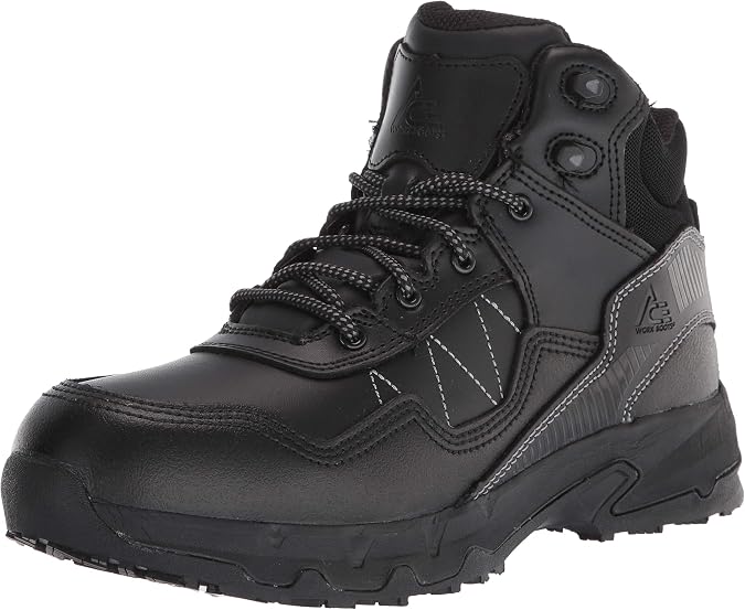 Shoes for Crews Piston Low and Mid, Men's, Women's, Unisex Soft Toe Slip Resistant Work Shoes, Water Resistant, Black