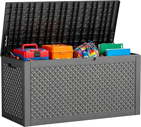 130Gal Waterproof Outdoor Storage Box Lockable Deck Box