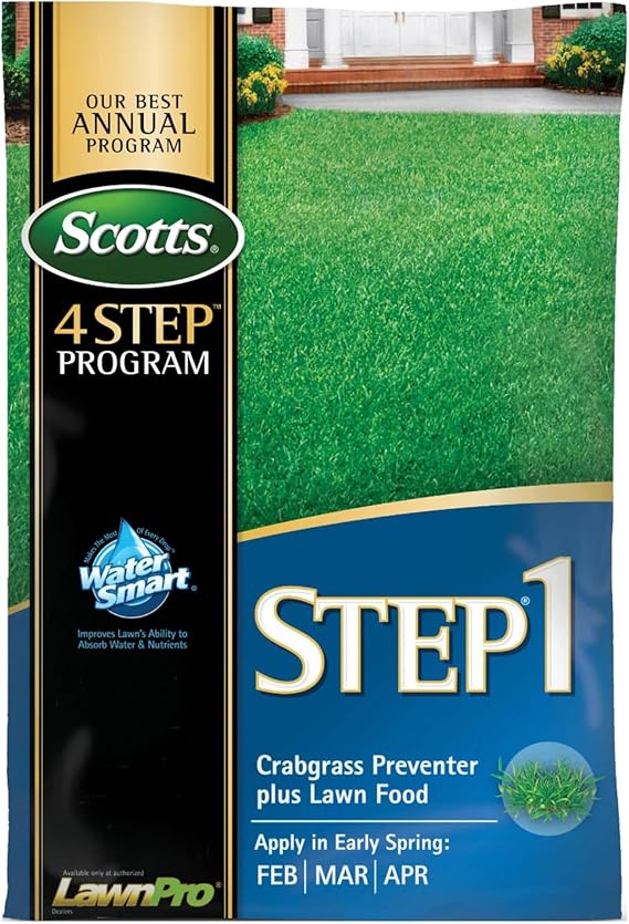 Scotts 4 Step Program Step 1 Crabgrass Preventer Control Formula Lawn Food Grass Seed Granules for Outdoor Yards up to 15,000 Square Feet