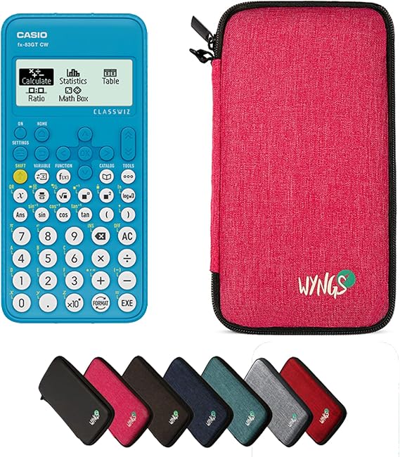 Casio FX-83GTCW Blue including a WYNGS protective case in Pink - Basic Set