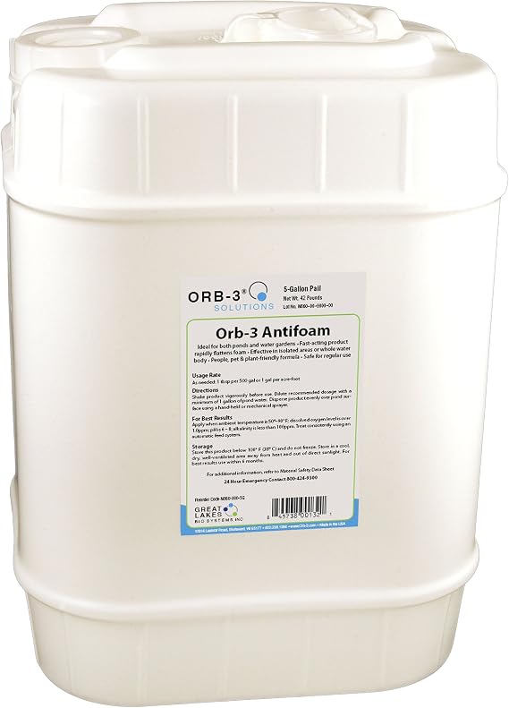 Orb-3 Lake and Pond Antifoam for Maintenance, 5-Gallon Pail