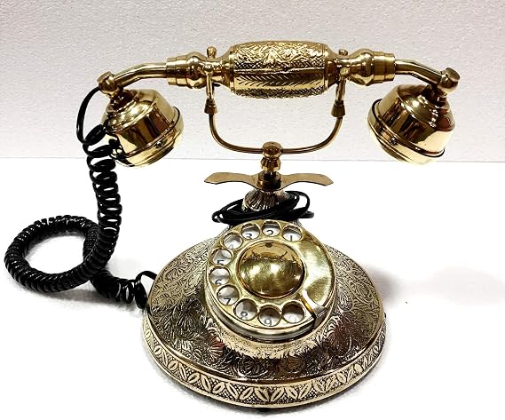Beautiful Vintage Antique Nautical Solid Victorian Brass Rotary Dial Working Telephone