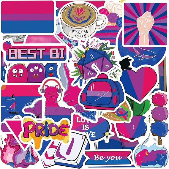 100 Pcs Bisexual Pride Stickers, Bi Bisexual Stuff for Pride Accessories Present Celebration Parades Home Decor Party Supplies Festivals