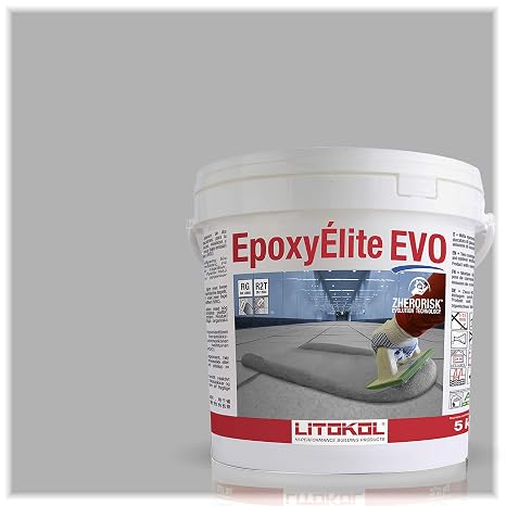 The Tile Doctor EpoxyElite EVO - Litokol Epoxy Grout for Tile,Pools, Spas, Kitchens, Bathrooms - loor or Wall Tile, Interior or Exterior Use - Silver 1-5 kg - 11lb Tile Grout