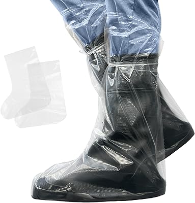 ABC Waterproof Disposable Boot Covers, XL Size. Pack of 100 Clear Disposable Booties for Shoes Covers. Disposable Shoe Covers for Indoors Non Slip. Shoe Booties Disposable Non Slip