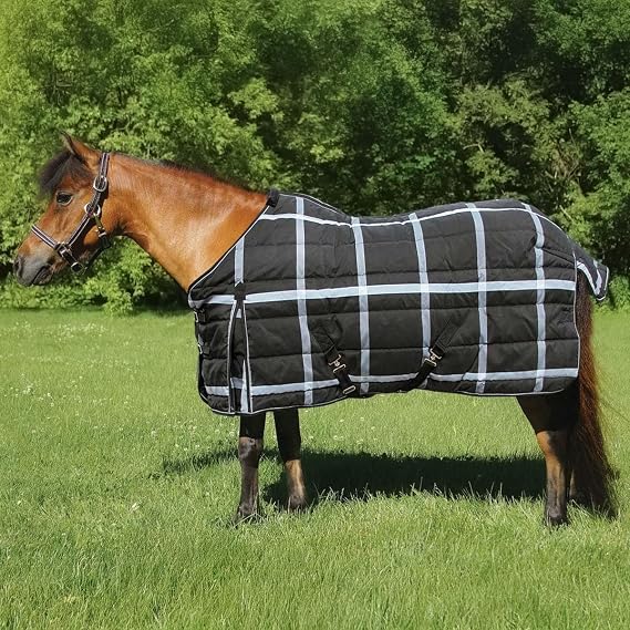 Country Pride 1200D Miniature Highland Stable Sheet, Adjustable Mini Blanket, Fleece Wither Protection, Shoulder Gussets, Tail Flap, Bias Surcingle, Removable Elastic Hind Leg Straps, Indoor Use (38)