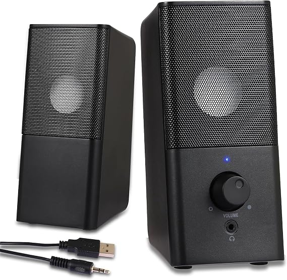 PC Speakers -USB-Powered Computer Speakers for Desktop PC with Volume Control, Gaming Speaker with 3.5mm Aux Multimedia for Laptop/Desktop/Tablets/Phone