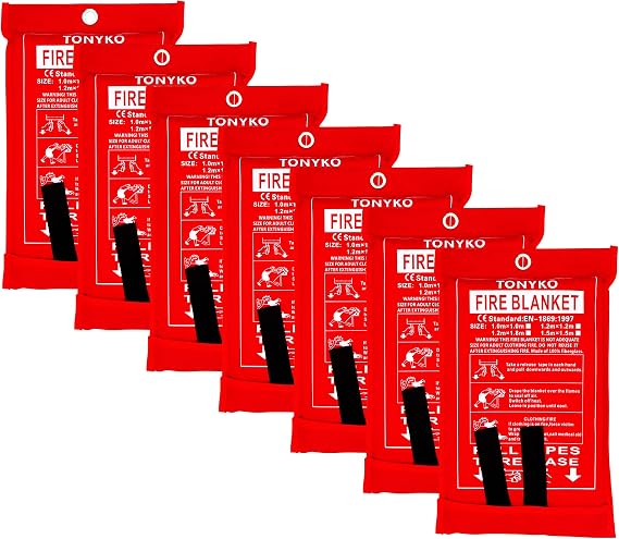 TONYKO Emergency Fire Blankets, Flame Retardant Protection and Heat Insulation Designed for Kitchen,Fireplace,Grill,Car,Camping(White(7PACK))