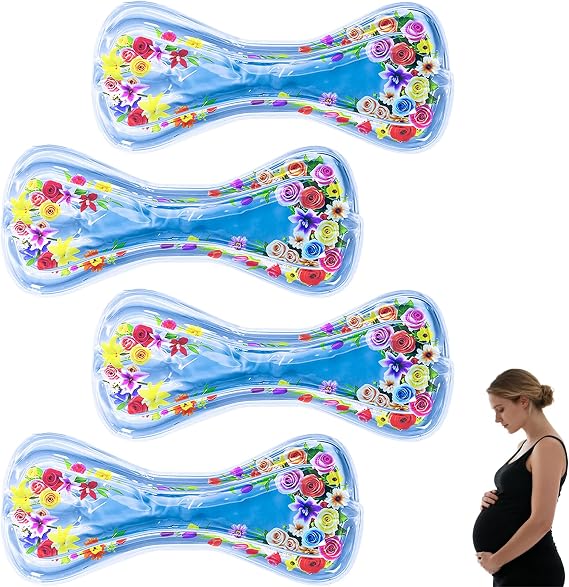 Reusable Perineal Cold Packs for Postpartum Recovery (4 Pack) - Gel Ice Pads, Soothing Relief After Vaginal Delivery (Blue)