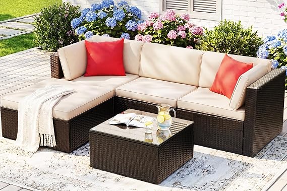 Devoko 5 Pieces Patio Furniture Sets Outdoor Sectional Patio Sofa