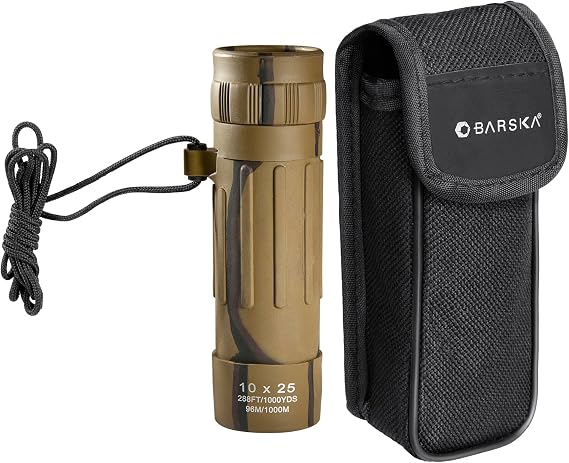 Barska 10x25 Lucid View Monocular Compact Lightweight 10x Magnification with Fully Coated Optics, BK7 Roof Prism, Slip-Resistant Rubber Armor, Ideal for Travel, Hiking, Bird Watching