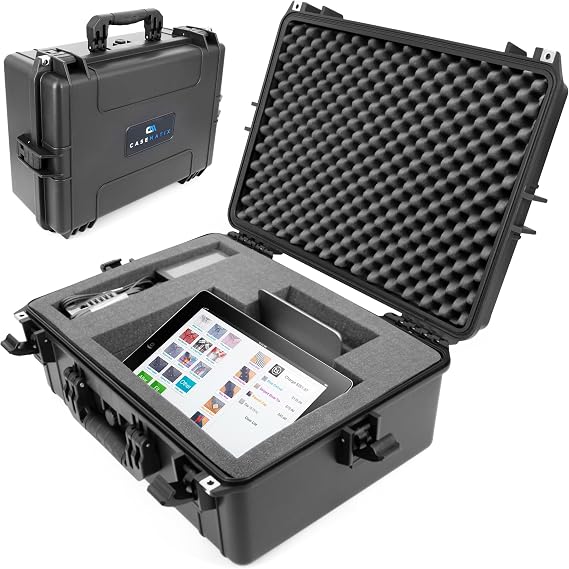 CASEMATIX IPX7 Waterproof Hard Case Compatible with Square Register POS System 1st & 2nd Generation Powered by Square POS, Shockproof Carrying Travel Storage Case for POS Stand, Printer & Accessories