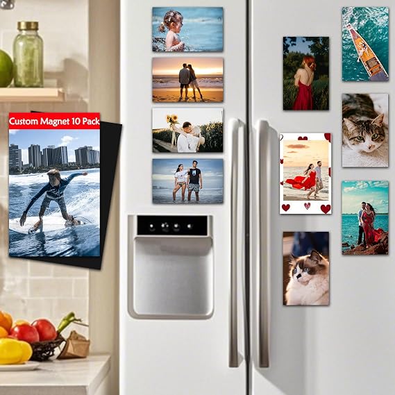 Custom Magnetic Picture, 10 Pack, Waterproof, Perfect Display (3.5"5")
