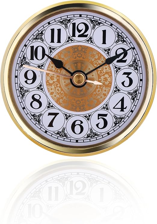 Clock Insert 70mm (2.8 Inch), Arabic Numerals Clock Decor, Quartz Clock Replacement, Clock Faces for Crafts, Fit Hole of Diameter 62mm(2.4 inch) - Gold