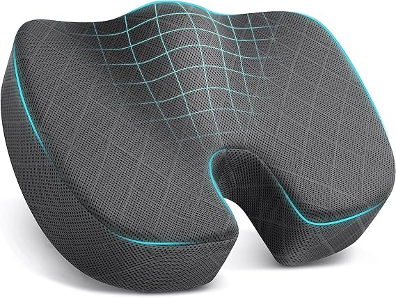 TushGuard Seat Cushion, Memory Foam Office Chair Cushion - Grey, Large