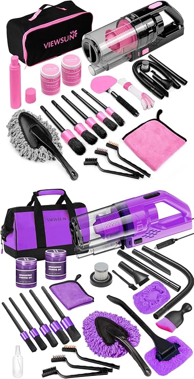 35PCS Car Cleaning Kit, Complete Car Cleaning Supplies with 2 car Vacuum for Deep Cleaning