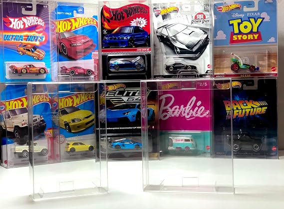 Protector Case for Hot Wheels Mainline, Basic, and RLC Exclusives - 10 Pieces, Clear/Transparent