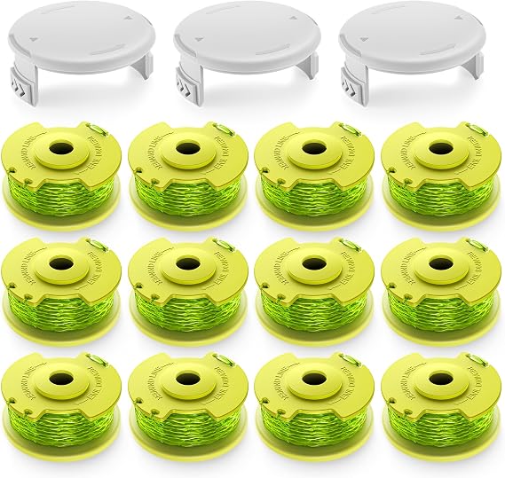Bessport Trimmer String (AC80RL3) for Ryobi One Plus+,Replacement 0.080-inch Trimmer String Compatible with Ryobi 18V,24V,40V Trimmers (12 Spool, 3 Trimmer Cap)