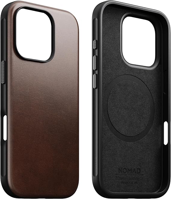 NOMAD - Modern Leather Case - iPhone 16 Pro Max | Rustic Brown | Horween