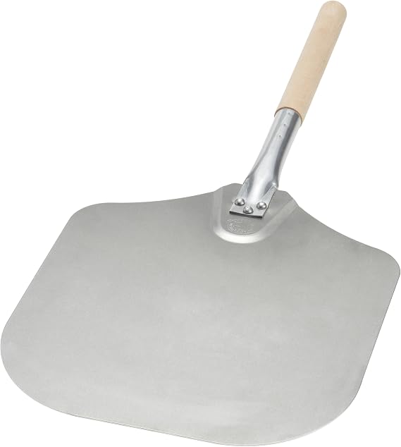 Kitchen Supply Company Kitchen Supply 4431 Aluminum Pizza Peel with Wooden Handle, 12" x 14", Silver