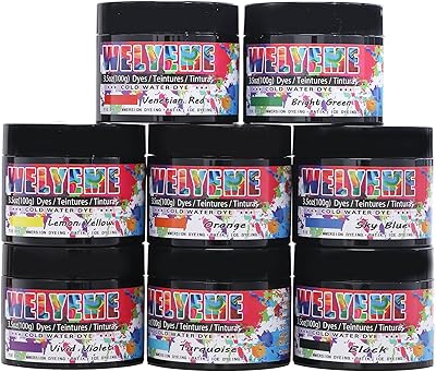Cold Water Dye Powder, 8-Color Assortment, 72-oz. Bulk Jars, for Tie-Dye, Batik, Ice Dyeing