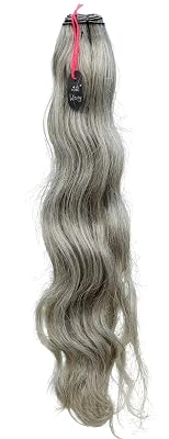 Salt & Pepper Wavy Natural Gray Indian Raw Hair Extension 22 Wavy One Bundle