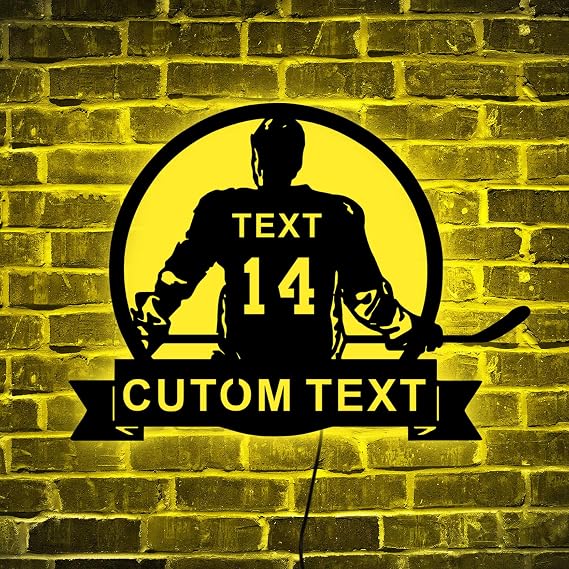 Custom Hockey Metal Sign Led Lights | Personalized Player Neon Sign | Ice Hockey Wall Decor | Home Decor