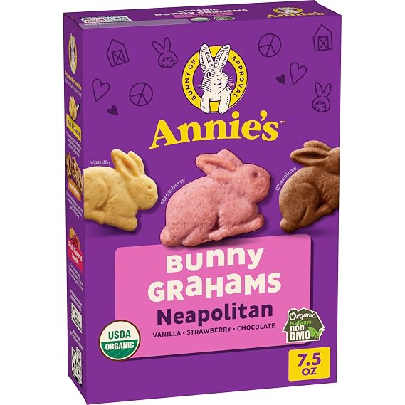Annie's Organic Neapolitan Bunny Grahams Snack Crackers, Non-GMO, 7.5 oz