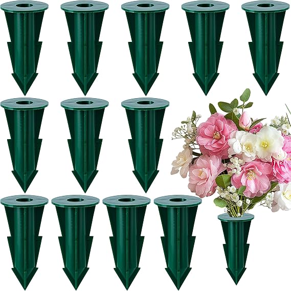 12 Pcs Memorial Artificial Flower Holder, Patio Garden Floral Ground Spikes