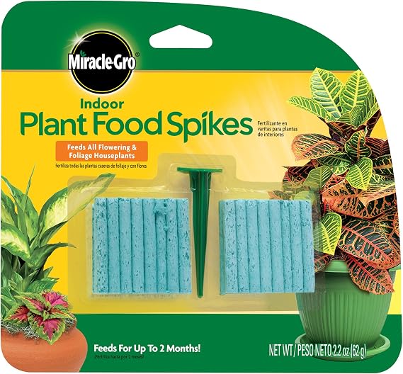Miracle-Gro Indoor Plant Food Spikes, 48 Spikes | Continuous Feeding for all Flowering and Foliage Houseplants, NPK 6-12-6