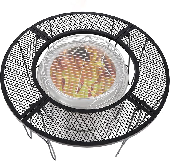 REDCAMP 35'' Portable Fire Pit Surround Tabletop, Foldable Round Fire Pit Table for Solo Stove and Bonfire Wood Burning Firepit with 21" Inner Diameter, Easy to Install and Portable for Outdoor