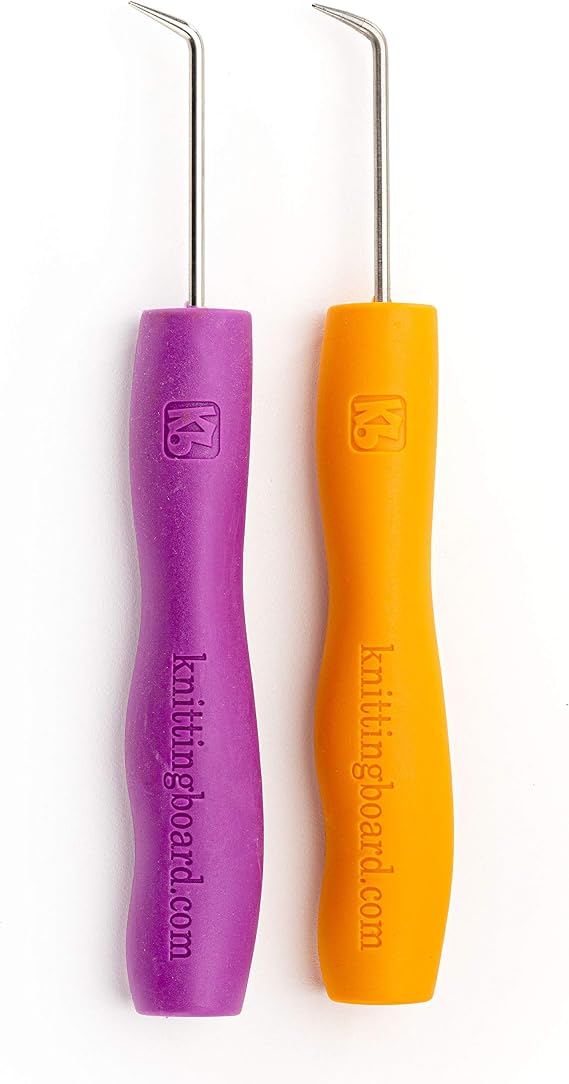 AKB Purple and Orange Ergonomic Loom Knit Hook, 2 Pack