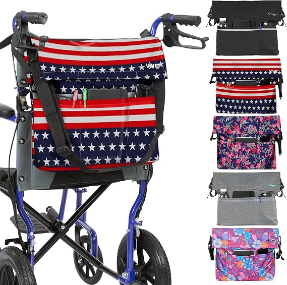 Vive XL Wheelchair Bag - Waterproof, Scratch-Resistant, Double-Stitched, Machine Washable Accessory for Adults, Seniors, 15 Colors - Storage Walker Backpack to Hang on Back of Wheel Chair | Machine Washable Accessory for Adults, Seniors, 15 Colors - Storage Walker Backpack to Hang on Back of Wheel Chair