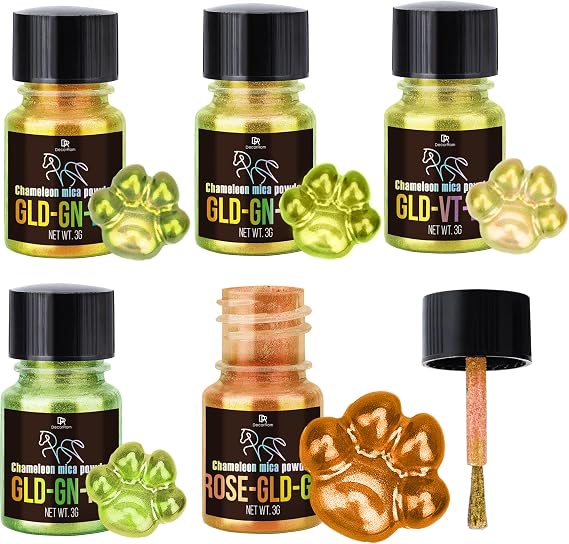 Chameleon Mica Powder - 5 Color Shifting Pigment Powder for Epoxy Resin Art, Tumbler, Painting - Epoxy Resin Color Changing Pigment Gold Tones Chameleon Mica for Candle, Slime, Soap Making, Nail Art
