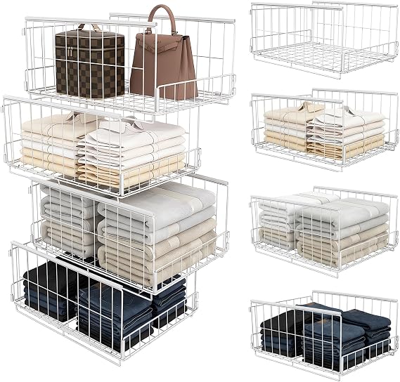 Sliding Closet Organizers Wardrobe Clothes Storage Shelves,4Pack,XL