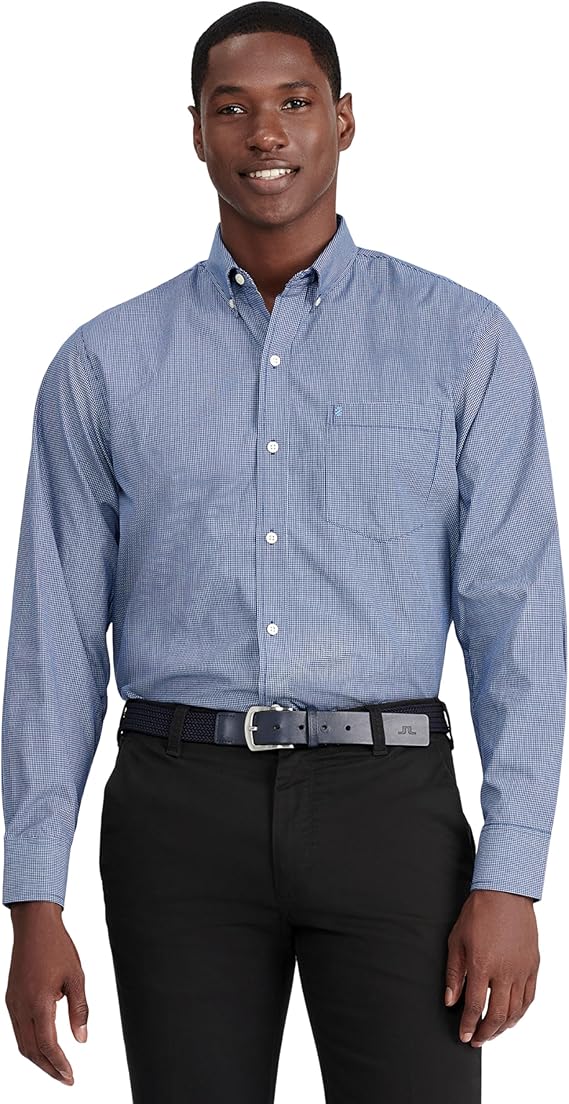 Izod Men's Performance Comfort Long Sleeve Plaid Button Down