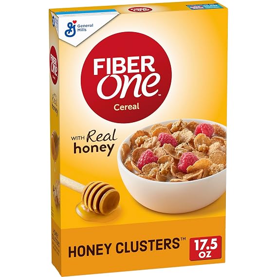 Fiber One Honey Clusters Breakfast Cereal, Whole Grain, High Fiber, 17.5 oz