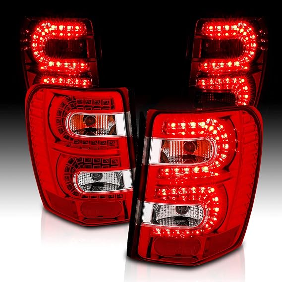 AmeriLite Red/Clear LED Replacement Tail Lights For 1999-2004 Jeep Grand Cherokee - Passenger and Driver Side