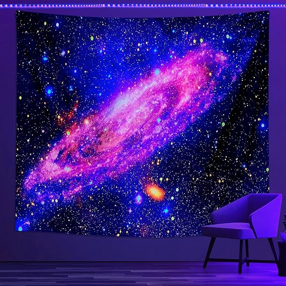 PSYHILAR Blacklight Posters for Adults and Teens, Space Galaxy Backdrop UV Reactive, Black Light Tapestry for Boys Room (40 x 30 Inches)