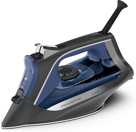 Rowenta Acessteam Dampfbügeleisen 2500 W 140 g/min Dampfstoß und 40 g/min Dauerdampf Microsteam 300-Bügelsohle Präzisionsbügelspitze Kalkschutzsystem Tropfschutz blau/schwarz DW4301