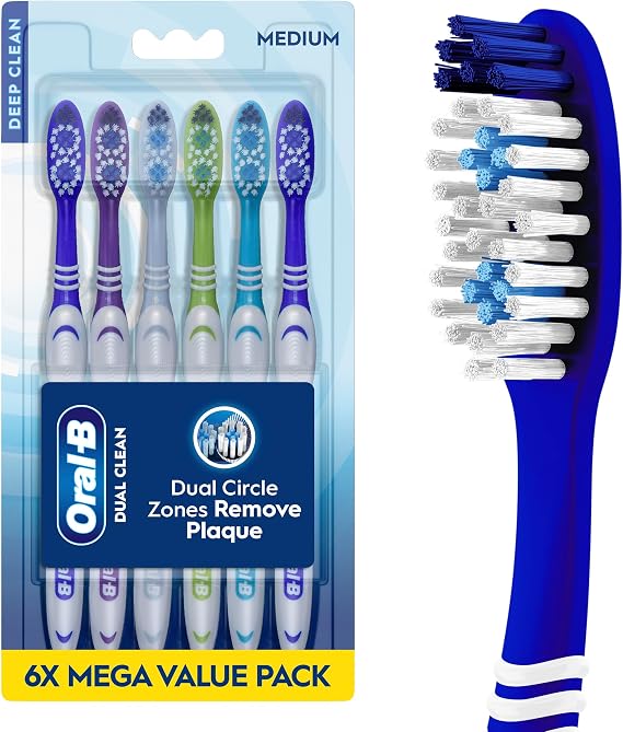Oral-B Toothbrush Dual Clean, Medium, 6 Count